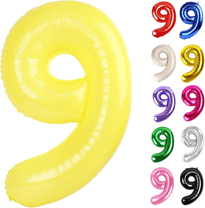 Yellow Number 9 Balloon 40 Inch by IWERP