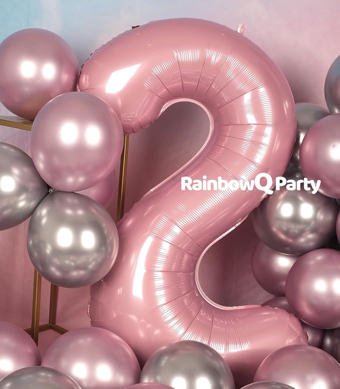 RainbowQ Pink 2 Balloon Number 40 Inch 0-40 Foil Large Balloons | Big Mylar 2 - Image 5