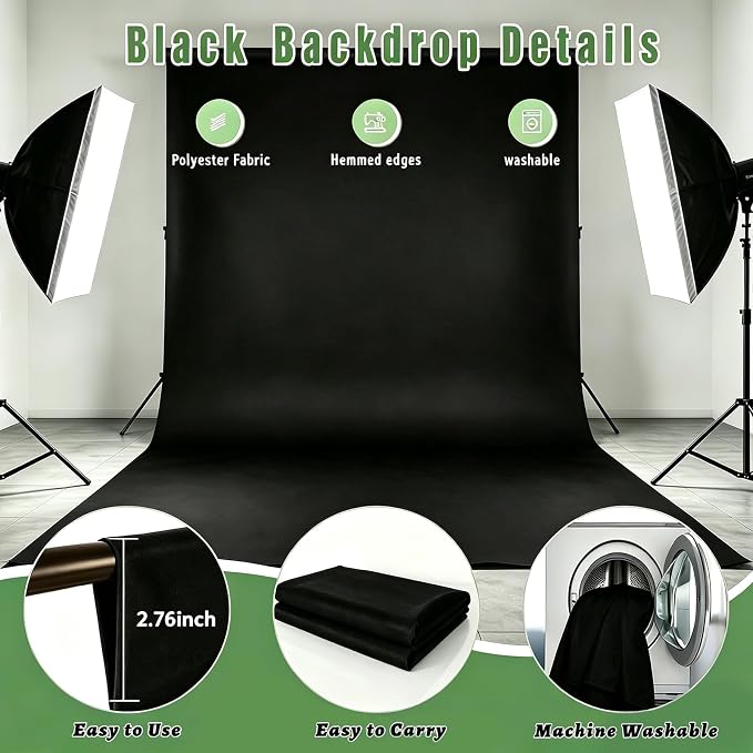 Black Photography Backdrop for Photoshoot, Fabric 10x20ft | Versatile Studio - Image 6