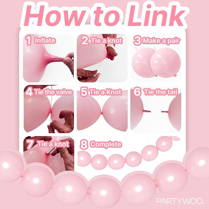 PartyWoo Pastel Linking Balloons 100pcs 6 Inch Rainbow Link Balloons | - Image 5