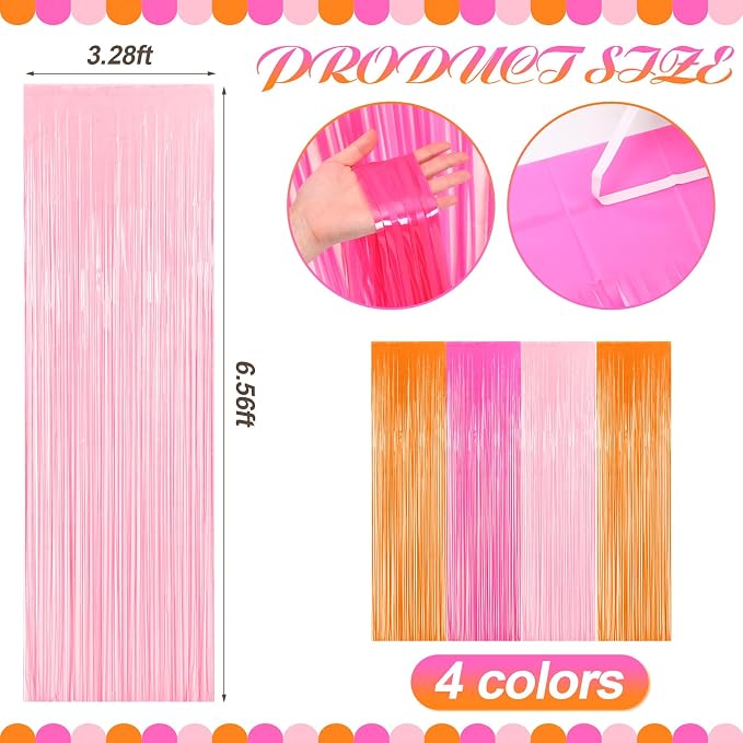 Frienda 4pcs Sunset Party Decorations 6.6ft Fringe Curtains Sunset Soiree Party - Image 3