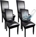 Leather Chair Covers for Dining Chairs Set of 4, Super Stretch Waterproof by WUSOUPU