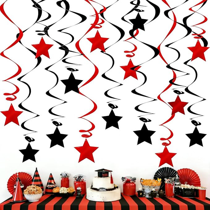 Red Black Hanging Swirl Decorations by PARTVON