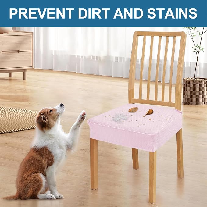 Smiry Waterproof Seat Covers for Dining Room Chairs, No Rear Covers | Stretch - Image 6
