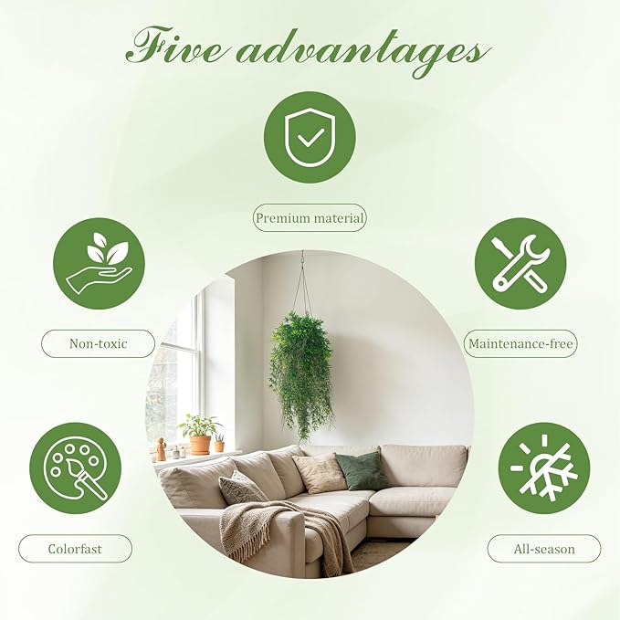 4Pcs Fake Hanging Fern Plants for Outdoors, UV Resistant Artificial Ferns - Image 4