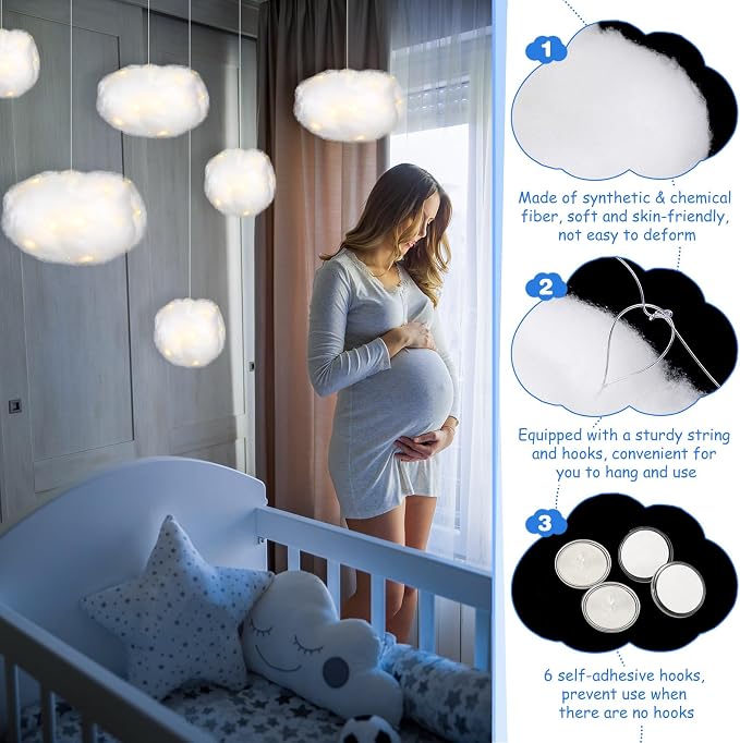 Tatuo 6 Pcs LED Artificial Hanging Clouds - Image 5