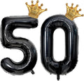 Black 50 Balloon Number with Gold Crown Balloons 40 inch 50 Birthday Balloon by Unknown