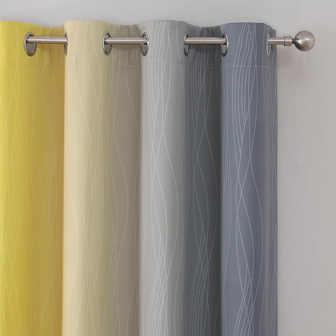 Grey and Yellow Ombre Short Blackout Curtains 36 Inch Long, Thermal Insulated - Image 4