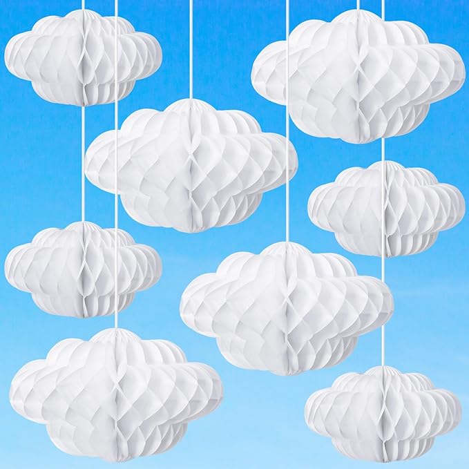 Affrolling 20 Pcs 3D Cloud Decorations Hanging Honeycomb Decor Artificial Cloud by Affrolling