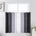 Black and Greyish White Ombre Short Blackout Kitchen Curtains 36 Inch Long by ESTELARTEXTILER