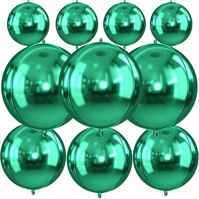 10Pcs Green Round Foil Balloons, Metallic Green Foil Baloon by FunHot