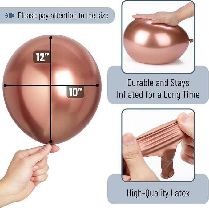 Mr. Pen- Metallic Balloons, 12 Inch, 54 Pack | Latex Metallic Rose Gold - Image 3