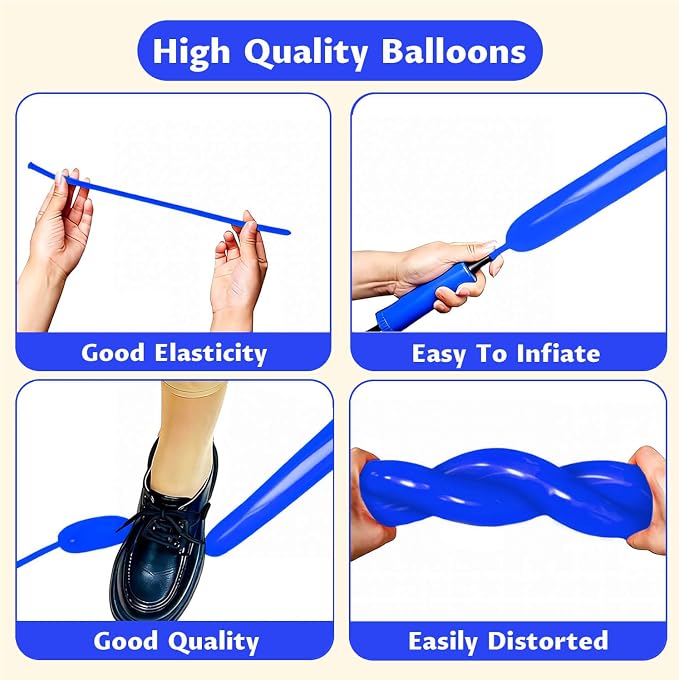 260 Blue Long Balloons for Balloon Garland Thickening Skinny Latex Twisting - Image 4