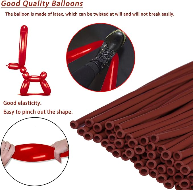 260 Long Balloons 100 Pack Coffee Brown Twisting Animal Balloons Thickening - Image 4