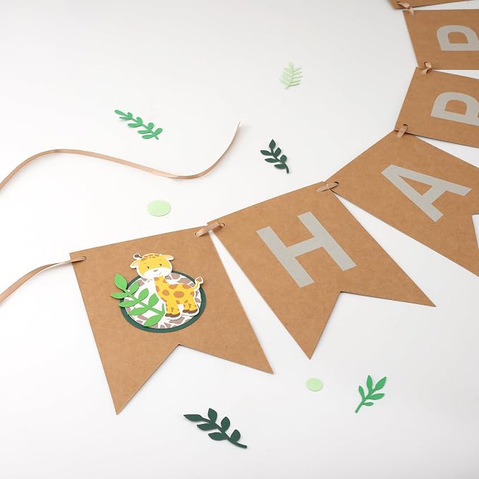 Animal Themed Birthday Banner, Pre-Strung Jungle Safari Decorations - Image 2