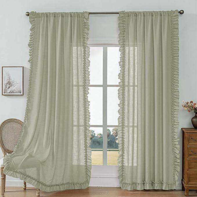 TERLYTEX Light Sage Green Linen Curtains - Image 8