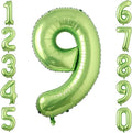 Light Green Number 9 Balloon 40 Inch, Glossy Metallic Digit Party Supplies | by Unknown