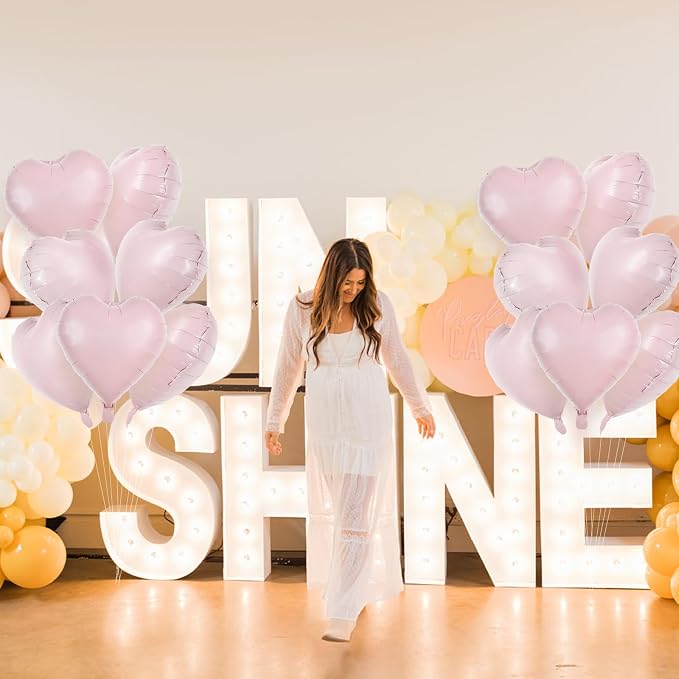 TONIFUL 15 Pcs Baby Pink Heart Balloons 18 Inch Heart Shape Foil Balloon | - Image 5