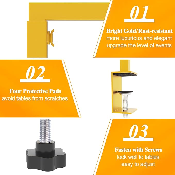 Over The Table Rod Stand with Clamps Gold Table Arch Banner Stand | Adjustable - Image 4