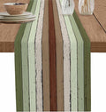 Sage Green Wooden Cotton Linen Table Runner for Dining Kitchen, Wedding Outdoor Party Tablerunners Decoration, Vintage Country Retro Distressed Grain Dresser Scarf Coffee Tablecloth Runners 13''x60''