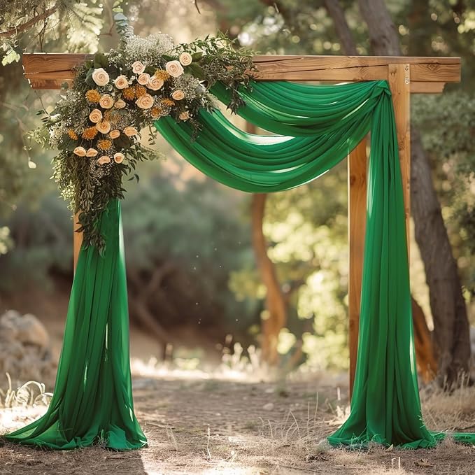 Wedding Arch Draping Fabric Backdrop 28.7" x 20FT, Emerald Green | Sheer Drapes - Image 7