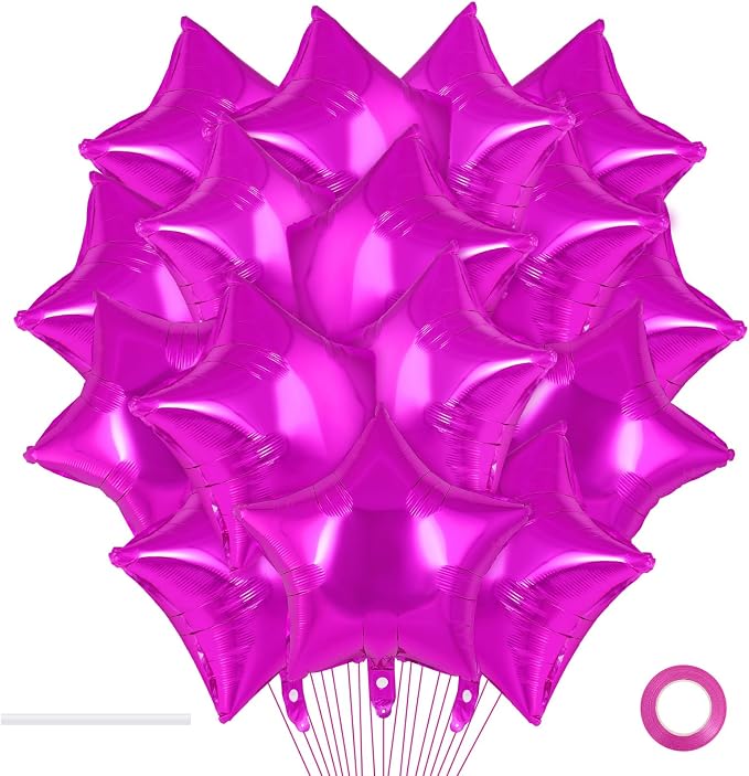 20 Pcs Rosered Star Balloons, 18 Inch Star Foil Balloons, Stars Shaped Balloon by YOTHORN