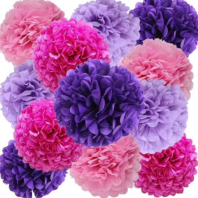 We Moment Purple Pink Tissue Paper Pom Poms by We+Moment