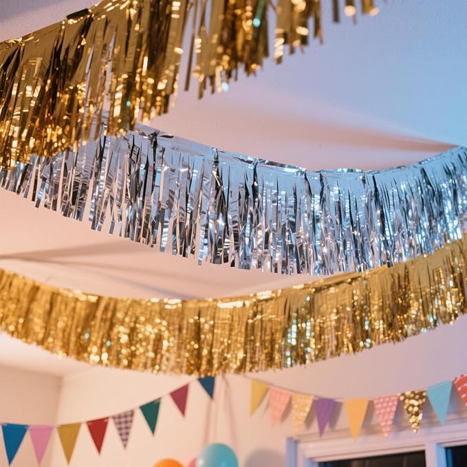 4 Pack Red Total 40 Feet Foil Fringe Garland Metallic Tinsel Banner Wall - Image 9