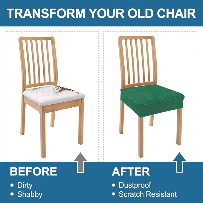 Smiry Waterproof Seat Covers for Dining Room Chairs, No Rear Covers | Stretch - Image 7