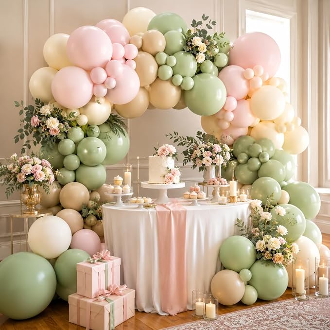 122PCS Pink and Green Balloon Arch Garland Kit - Image 6