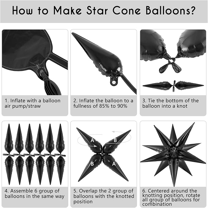 72 Pcs Star Balloons Foil Explosion Balloons Magic 12 Point Star Cone Balloon - Image 7