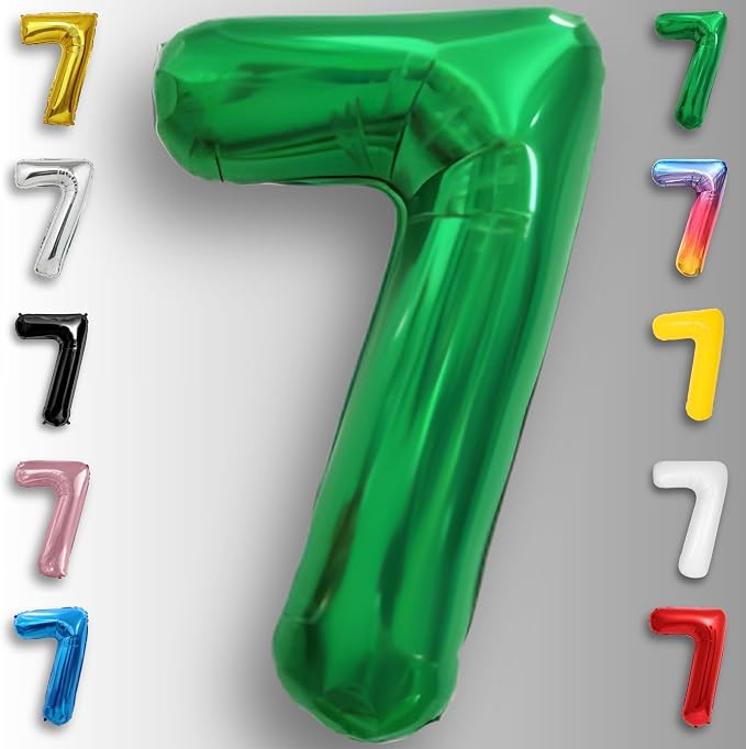 Green Number Balloon 7 Mylar Foil Balloons 16 inch - Image 4