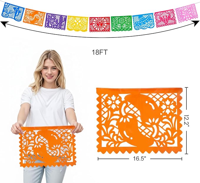 DOMESTAR 1 Pack 18 FT Mexican Party Banners, Fiesta Party Decoration | Papel - Image 7