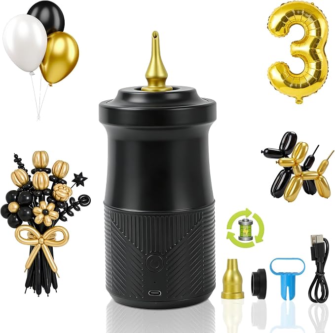 AXHJ Electric Balloon Pump, Portable Electric Air Balloon Pump Dual Nozzle Air by AXHJ