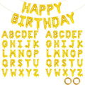 65 Pcs Gold Happy Birthday Balloons, 2 Sets A-Z Gold Letters Foil Balloons by Unknown