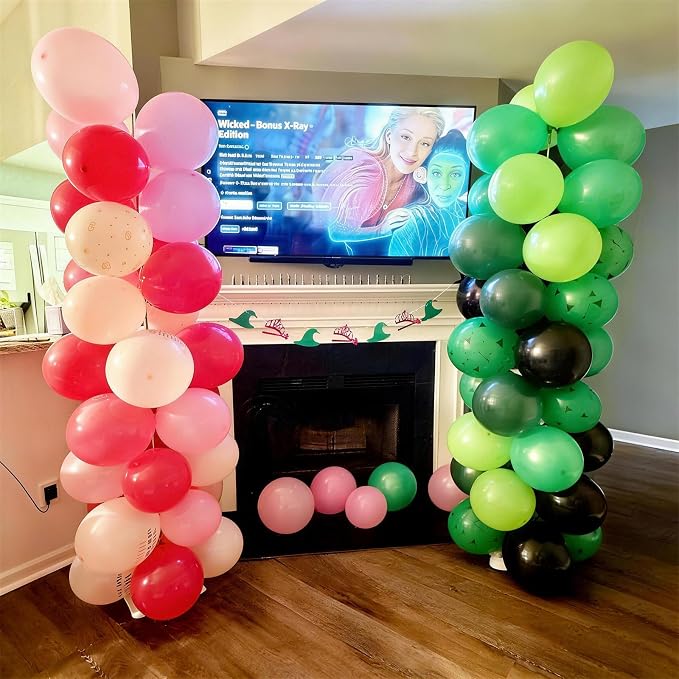 Jobkoo Pink and Green Balloons 12 Inch Dark Green Light Pale Pink Printed - Image 2