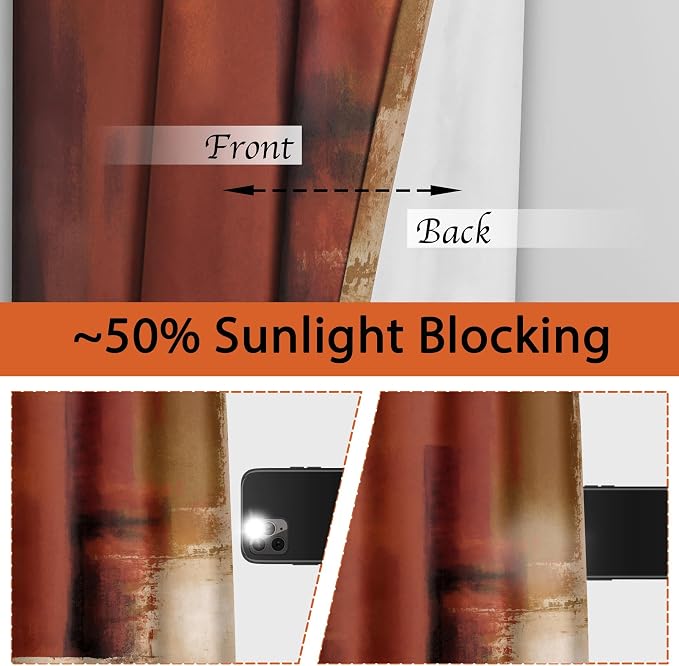 Asuexpect Burnt Orange Kitchen Curtains 2 Panels Abstract Rust Curtain Room - Image 2