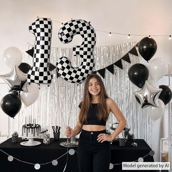 40 Inch Checkered Number 13 Balloon, self-sealing, air/helium compatible - Image 2