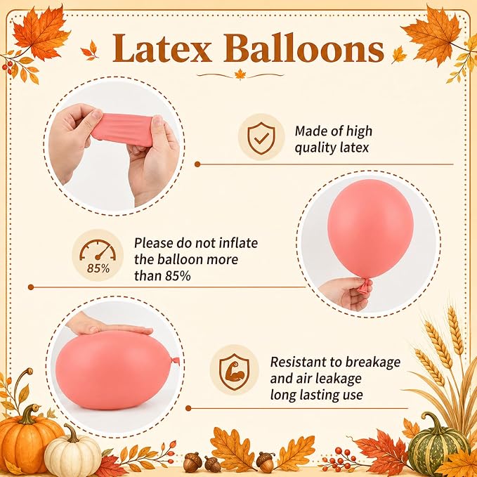 Fall Balloons with 2 Pcs Big Maple Leaves Acorn Balloons | 12 Inch Burgundy - Image 8