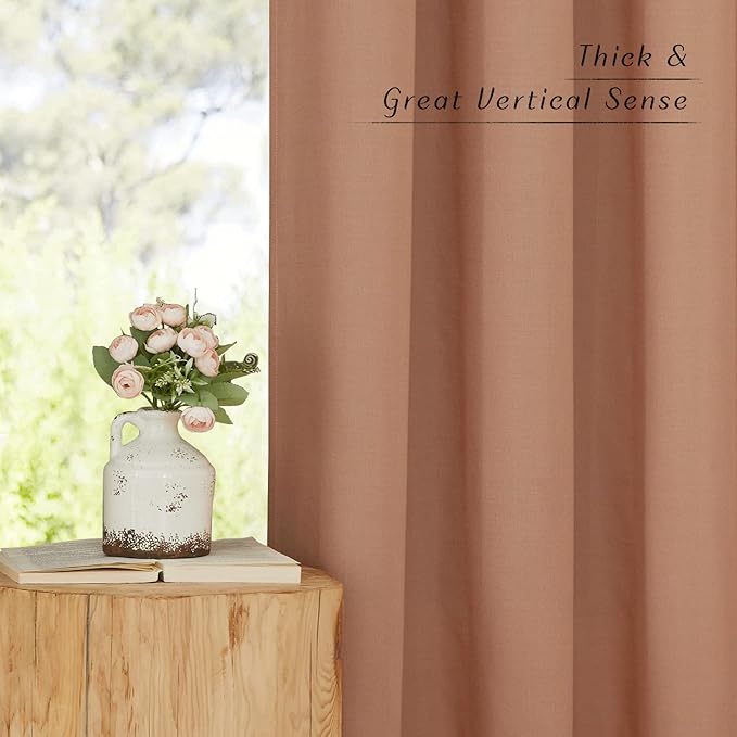 NICETOWN Thick Linen Burlap Terracotta Curtains, Privacy Curtains that Let - Image 3
