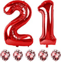 21st Birthday Balloons for Her Red, 40 Inch Giant Red Foil Number 21 Balloons by Lingqiang