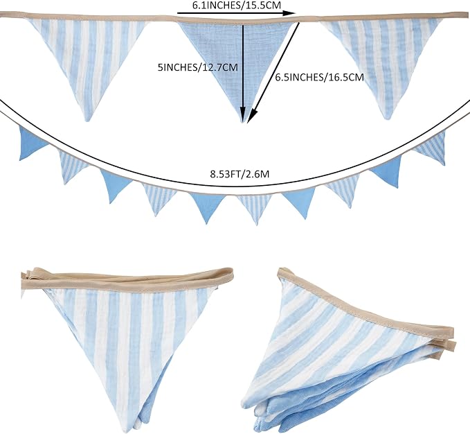 2Pcs Triangle Bunting Flag No-DIY Cotton Fabric Garland Reusable Party Banner - Image 4