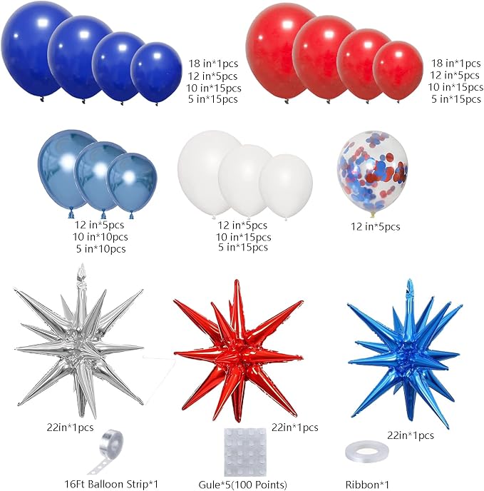 Red White Blue Balloon Garland Arch Kit - Image 3