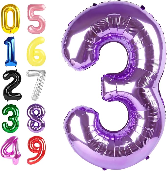 2 Balloon 40 Inch Number Balloons Purple Birthday Decorations by Argthjy