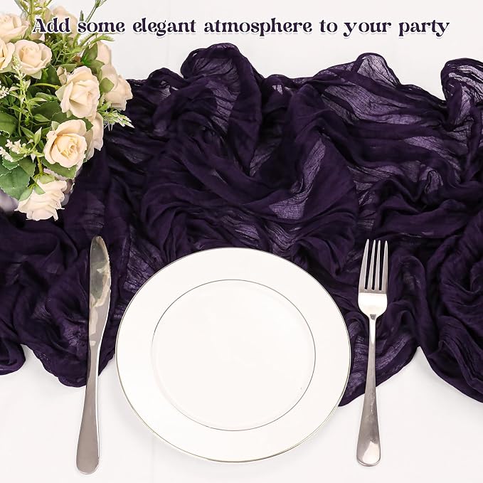 10 Pack Dark Purple Cheesecloth Table Runner 6FT Boho Gauze Fabric Table Runner - Image 5