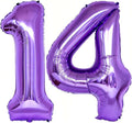 Purple 14 Number Balloons, 40 Inch Giant Number 14 Balloons Foil Mylar Helium by Lovoir