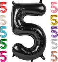 Number 5 Balloons Birthday Decorations, 40In Black Balloons by Mluchee