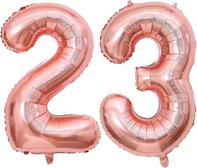 Rose Gold 23 Number Balloons, 40 Inch Giant Number 23 Balloons Foil Mylar by Lovoir