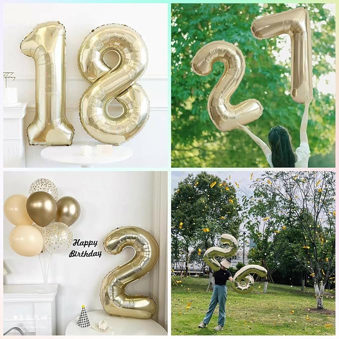 Light Gold Number 27 Balloon 40in White Gold 27 Foil Mylar Digital Balloon | - Image 2