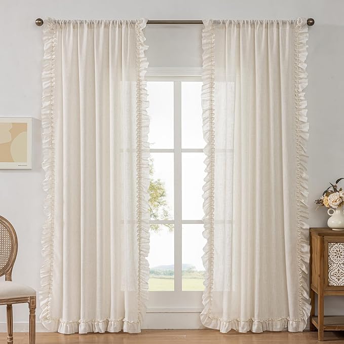 TERLYTEX Farmhouse Linen Curtains by TERLYTEX